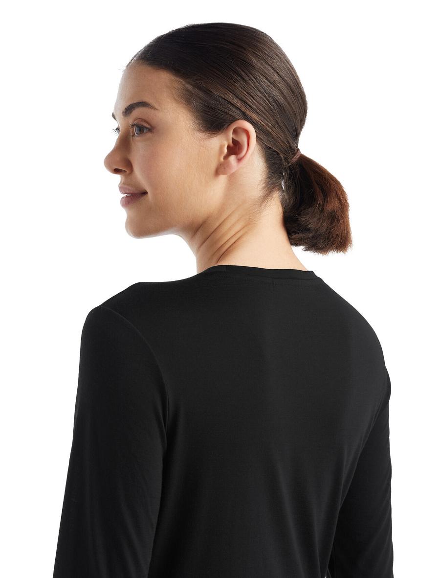 Black Icebreaker Merino Sphere II T-Shirt Women's Long Sleeve | AU 1644PJJQ